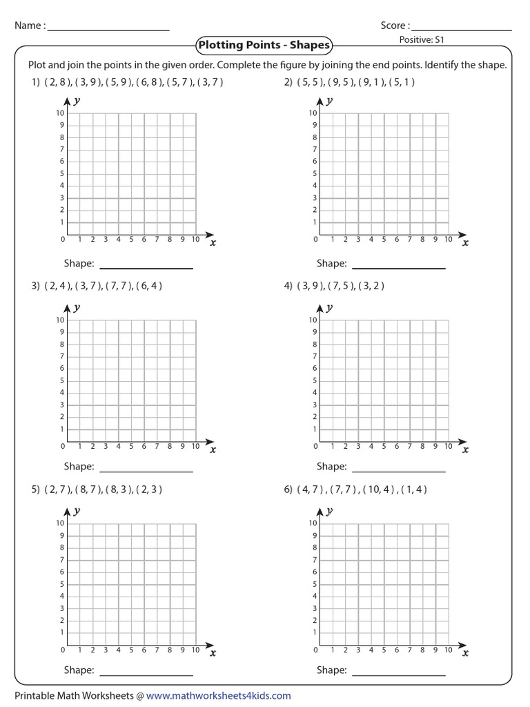 Plotting Points and Shapes Worksheets | PDF | Polytopes | Space