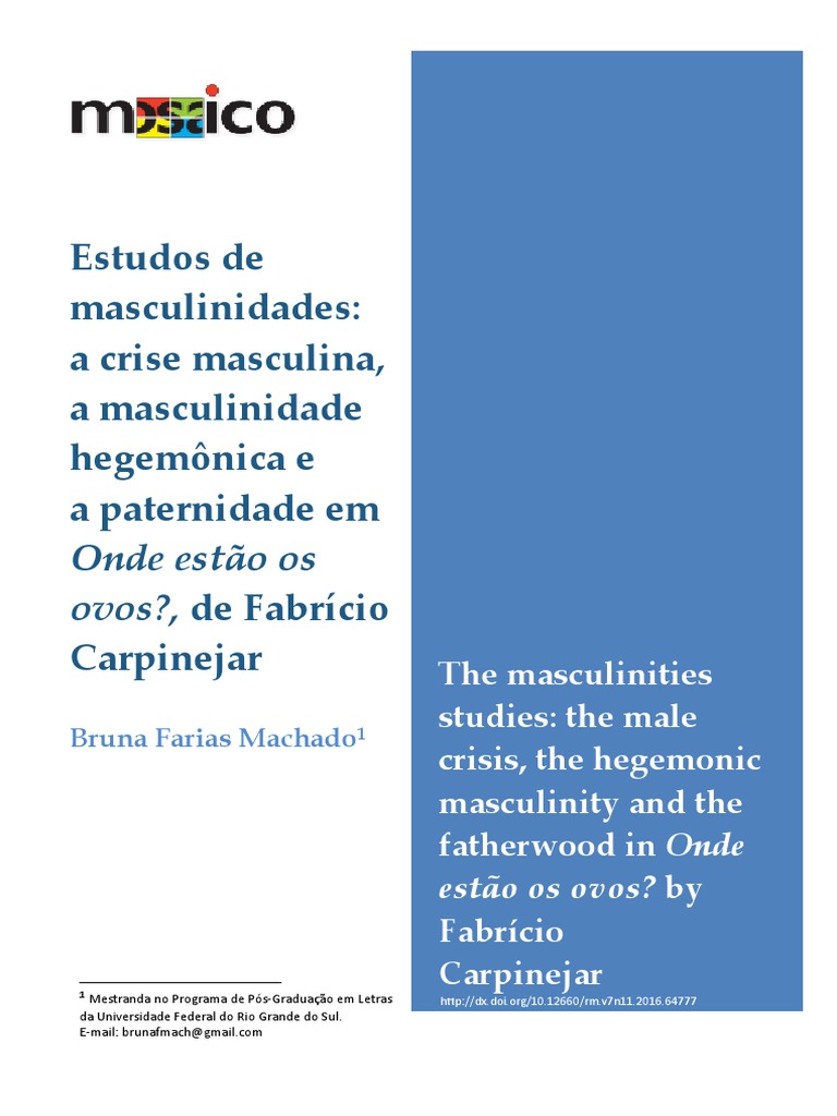 Masculinidade Hegemônica e Paternidade | PDF | Patriarcado | Gênero