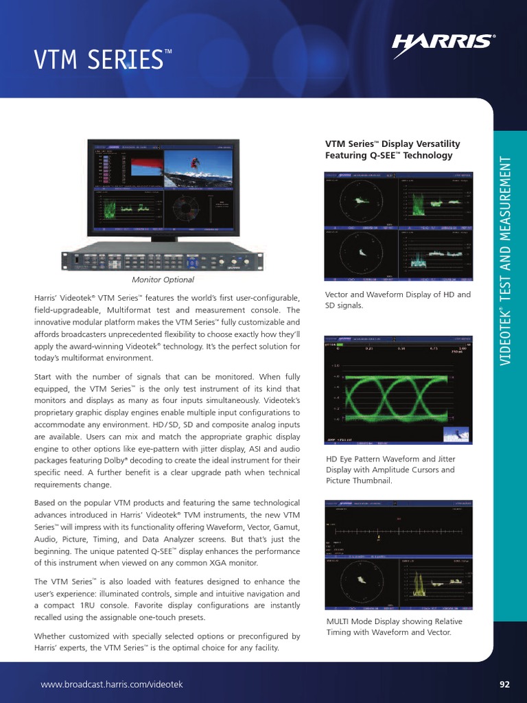 Harris Videotek Vtm Series User Manual