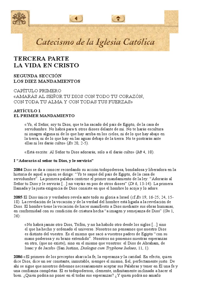 Catecismo de La Iglesia Católica, Tercera Parte, Segunda Sección ...