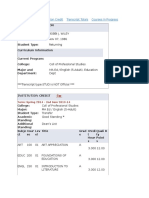 Transfer Credit Institution Credit Transcript Totals Courses in Progress