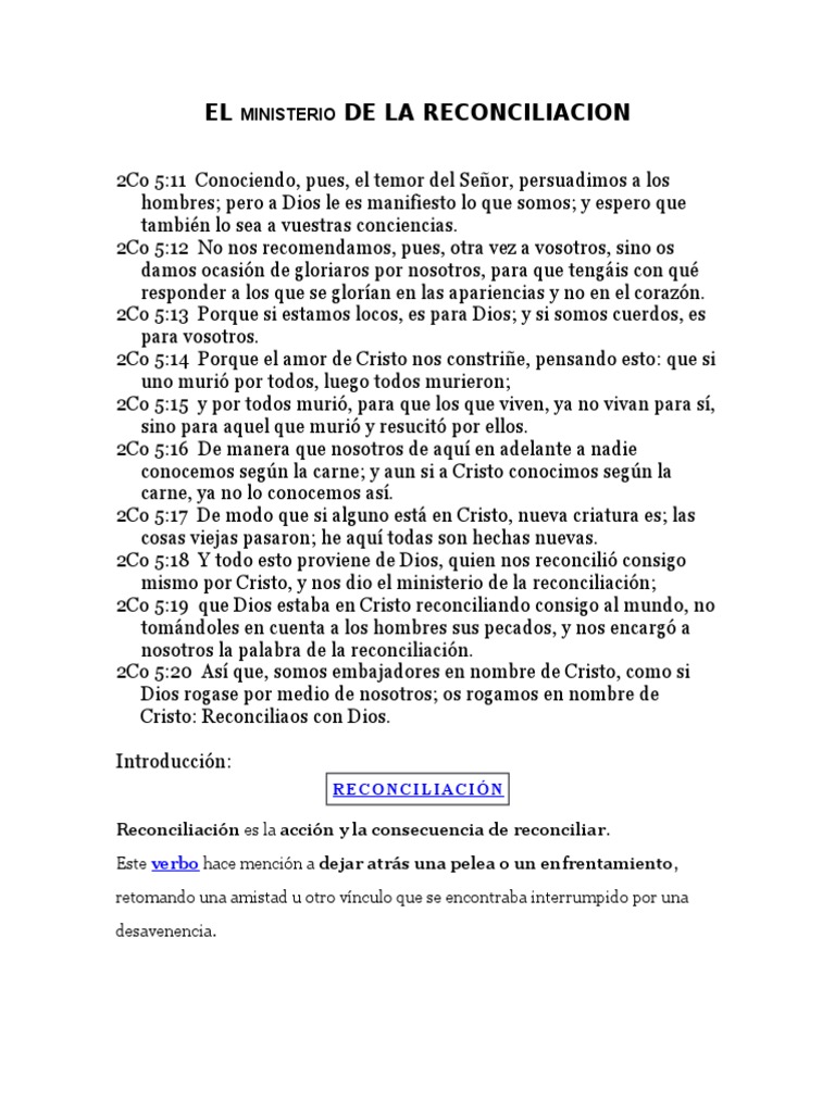 El Ministerio de la Reconciliación | PDF | Cristo (título) | Pecado