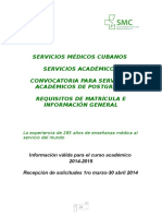 Convocatoria Servicios Académicos de Postgrado. Válida Curso 2014-2015