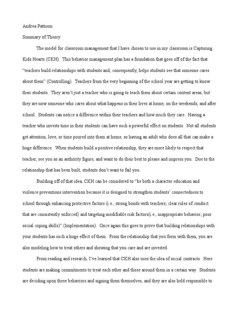 theory paper Classroom Management Teachers