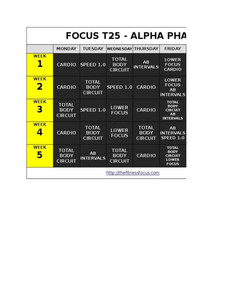 Beta T25 Calendar - Free Printable Templates