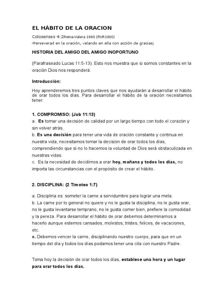 El Hábito de La Oracion | PDF | Oración | Biblia