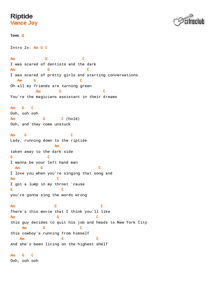 Cifra Club Vance Joy Riptide PDF PDF Recorded Music Leisure