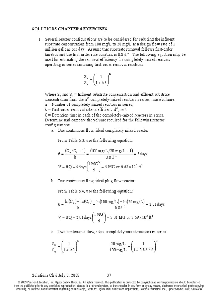 Chapter 6 Solutions | PDF | Ph | Chemical Reactor