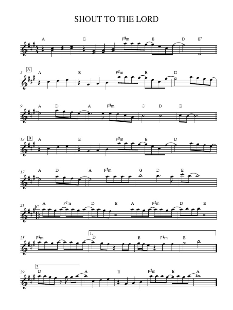 Shout to the Lord Christian worship song chords | PDF