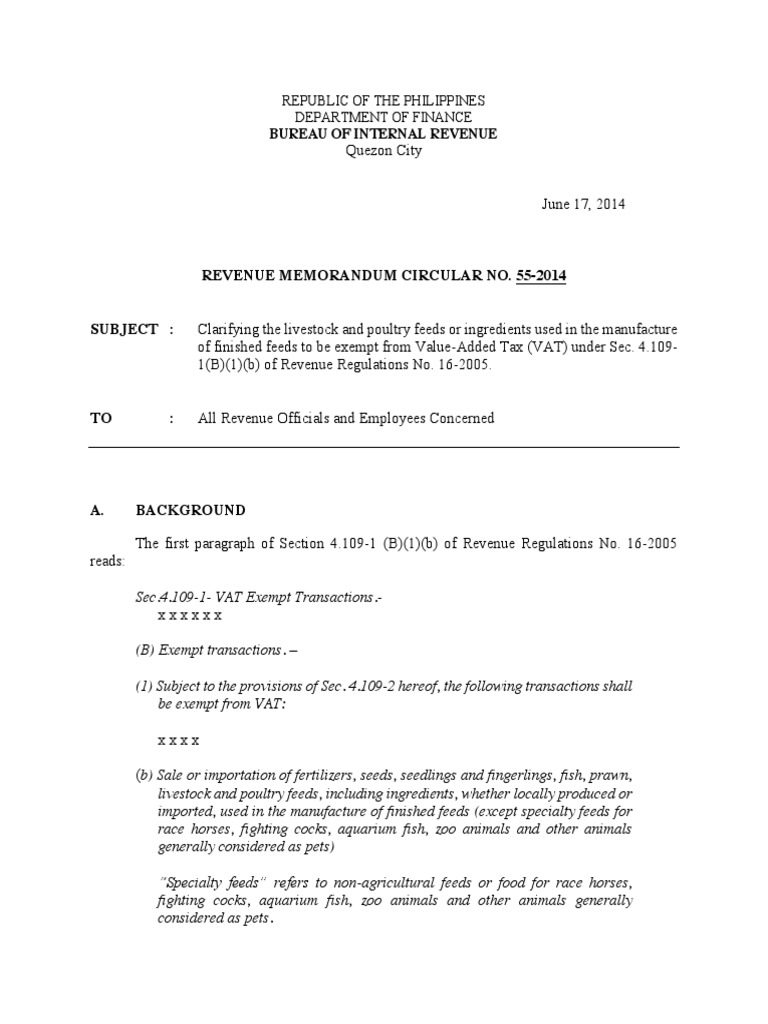 RMC 552014 VATExempt 109B Livestock 4.31.35 PM PDF Value Added