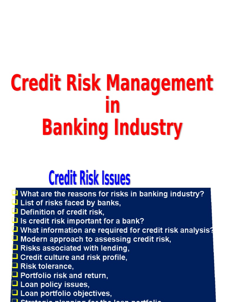 Credit Risk Management Credit Finance Banks