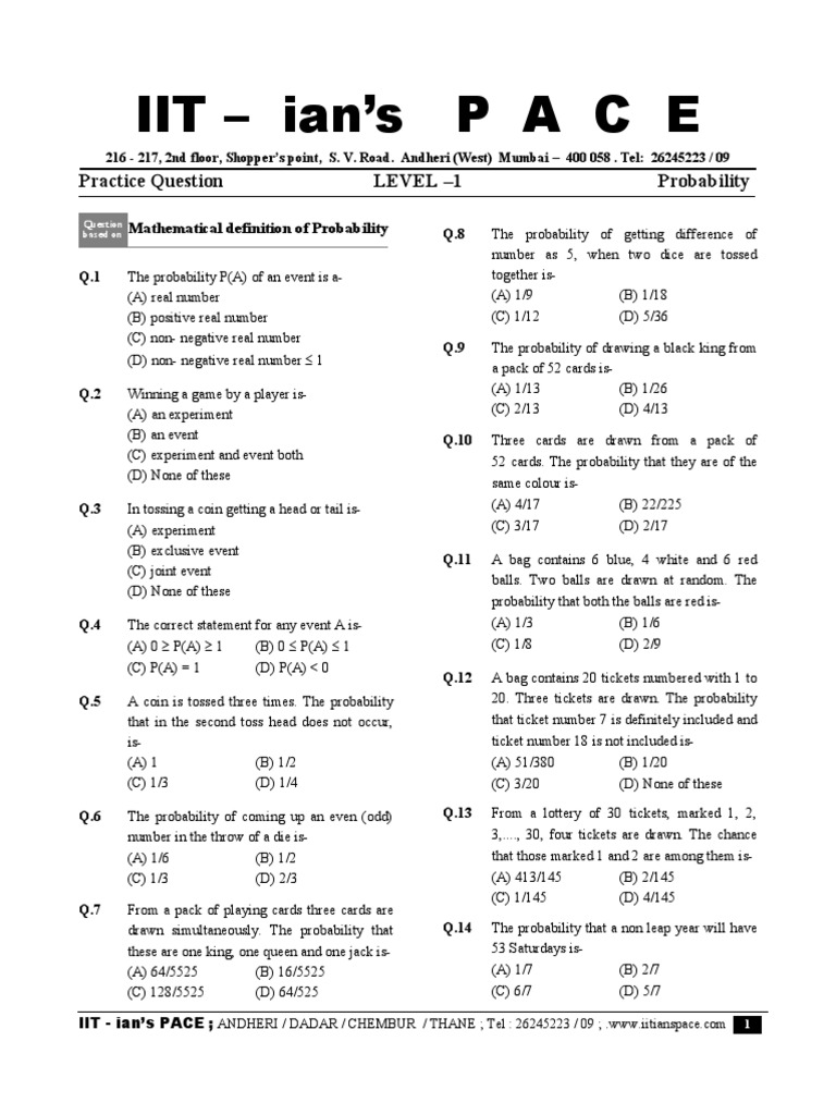 Probability questions and answers picture