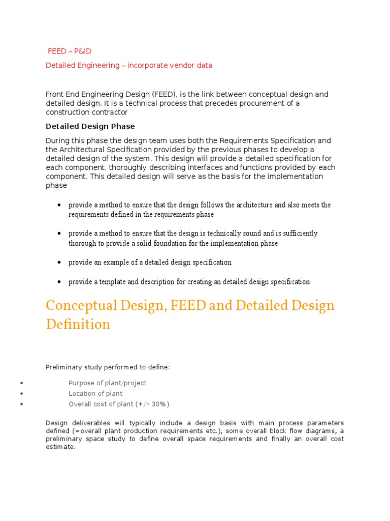 Front End Engineering Design Overview | PDF | Engineering Design ...