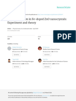 Ferromagnetism in Fe-doped ZnO Nanocrystals Experi