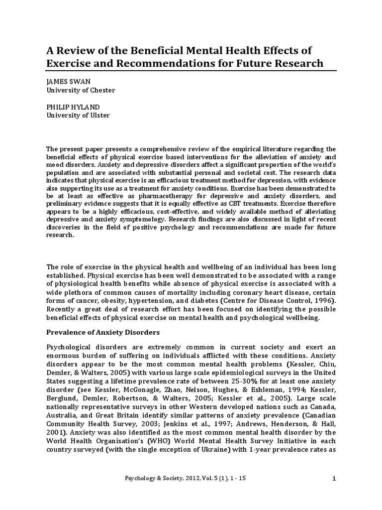 A Review of The Beneficial Mental Health Effects of Exercise and ...