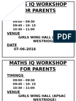 Maths Iq Workshop For Parents