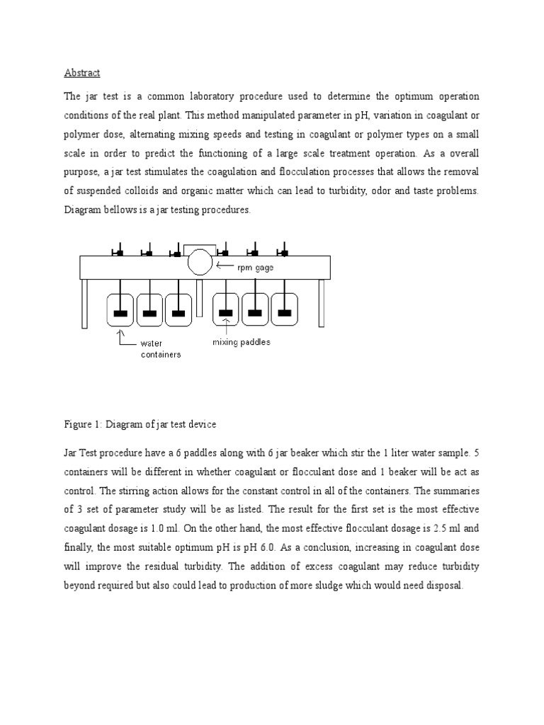 Lab 1 Jar Test Conclusion Chemistry Physical Sciences