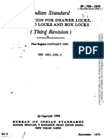 Indian Standard 58.x: Specification For Drawer .Loc&, I.: 5..:, Cupbcfard Locksand Box Locks 4 .-! I