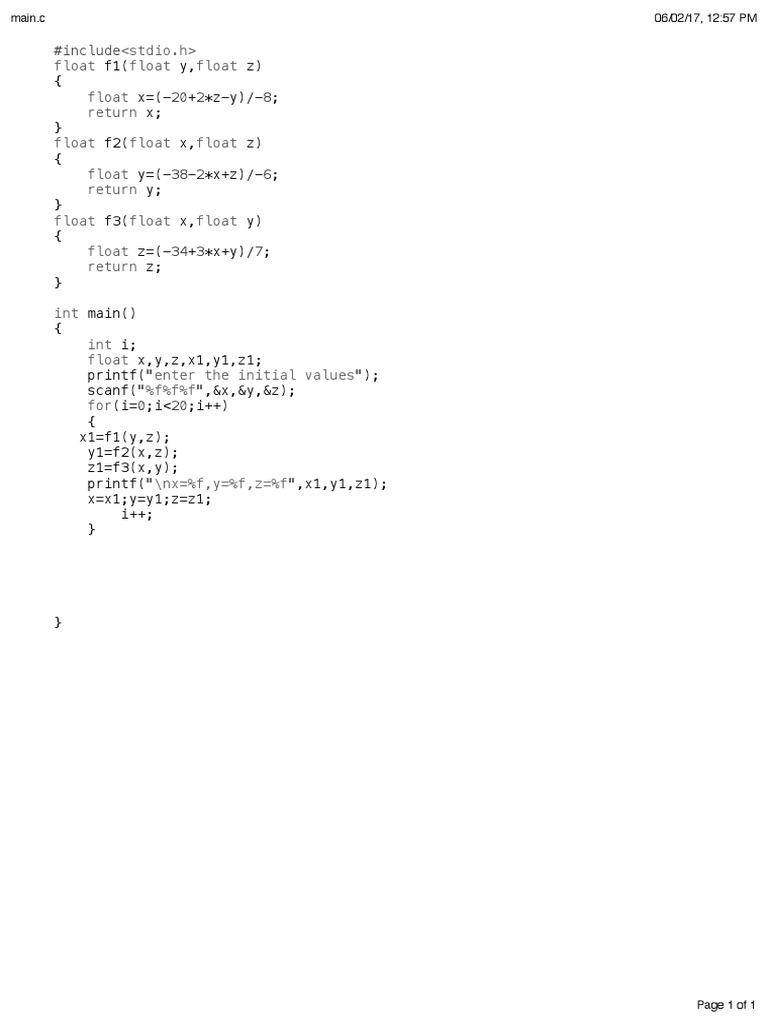 Float Float Float Float Return Float Float Float Float Return Float