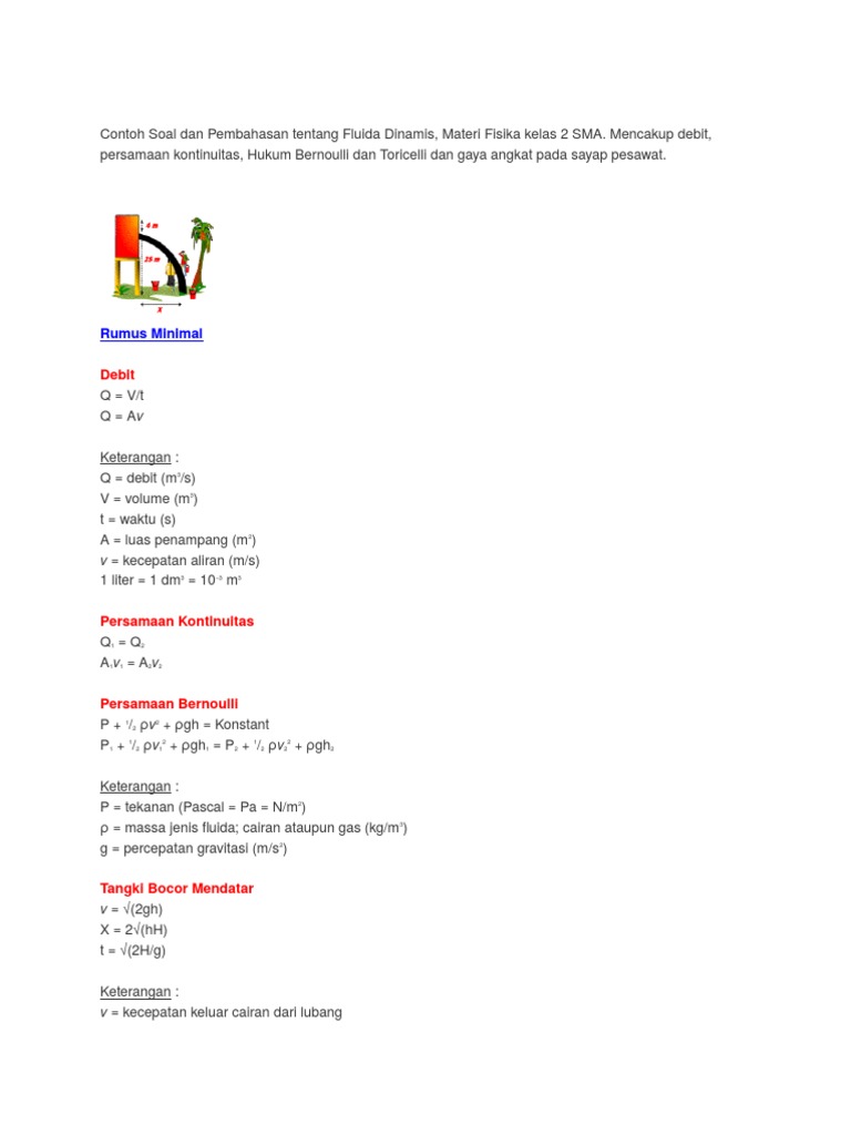Contoh Soal Dan Pembahasan Tentang Fluida Dinamis