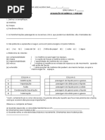 Avaliação de Química - 1º Ano - TipoI