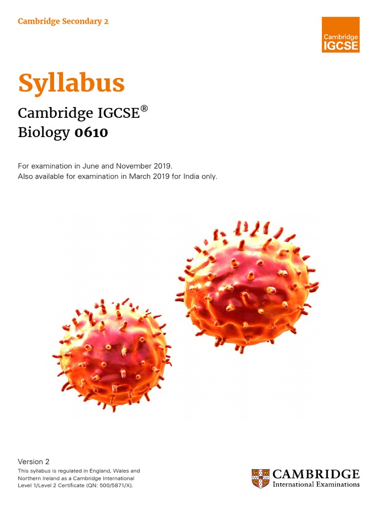 CIE IGCSE Biology 2019 Specifcation/Syllabus (0610) Osmosis Digestion