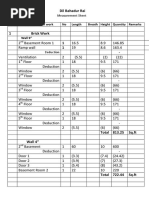 Dil Bahadur Rai Project:Star Hospital: Measurement Sheet