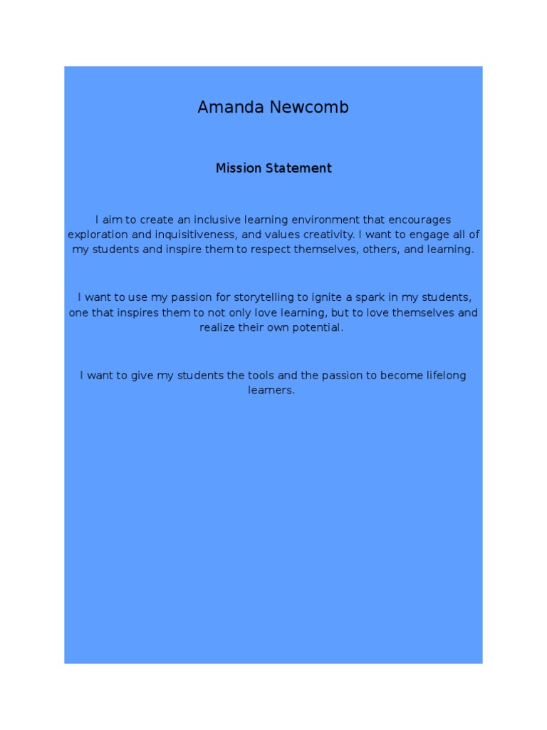 Inclusive Learning Mission Statement | PDF