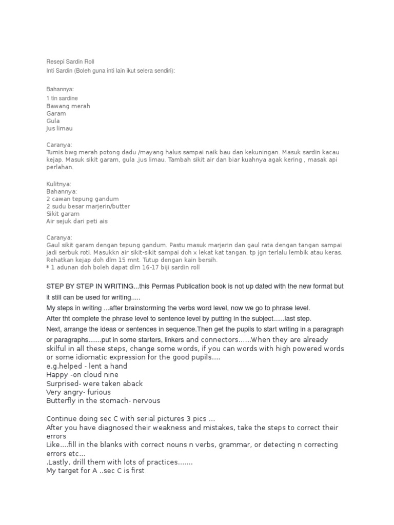 Resepi Sardin Roll Pdf Syntactic Relationships Grammar