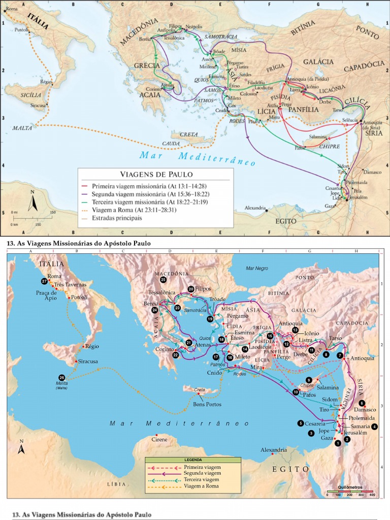 Mapas Viagens de Paulo Barnabé (Bíblia) Apóstolo Paulo