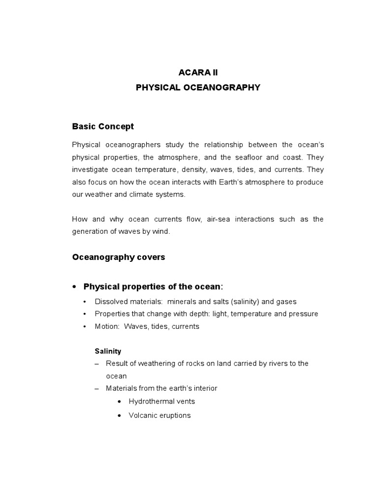 Acara II. Physical Oceanography | PDF | Tide | Oceans