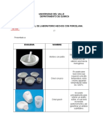 Materiales de vidrio y porcelana para laboratorio de química