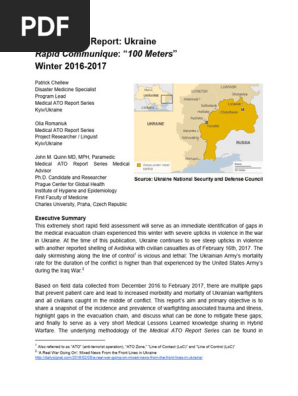 Medical Ato Report Ukraine Rapid Communique 100 Meters Winter 16 17 Pdf Cbrn Defense Trench Warfare