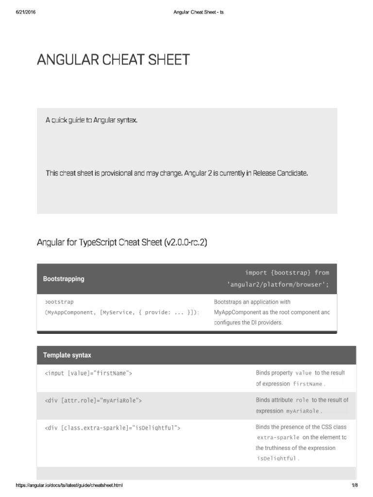 Angular 2 Quick Reference PDF | PDF