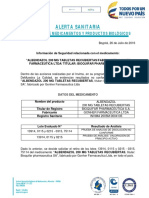 Alerta Allbendazol Bioquifar Pharmaceutica 2016