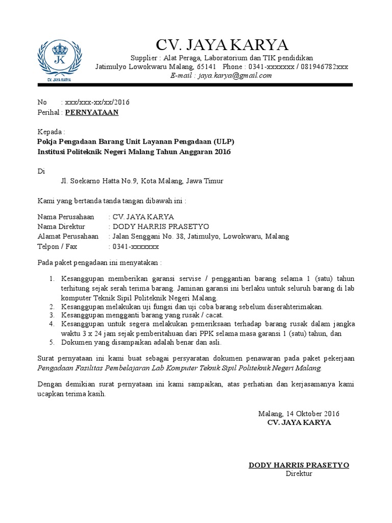 06 Surat Pernyataan Kesanggupan Docx