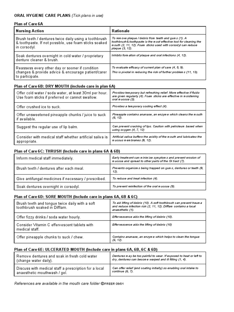 Oral Hygiene Care Plan | Download Free PDF | Oral Hygiene | Dentistry ...