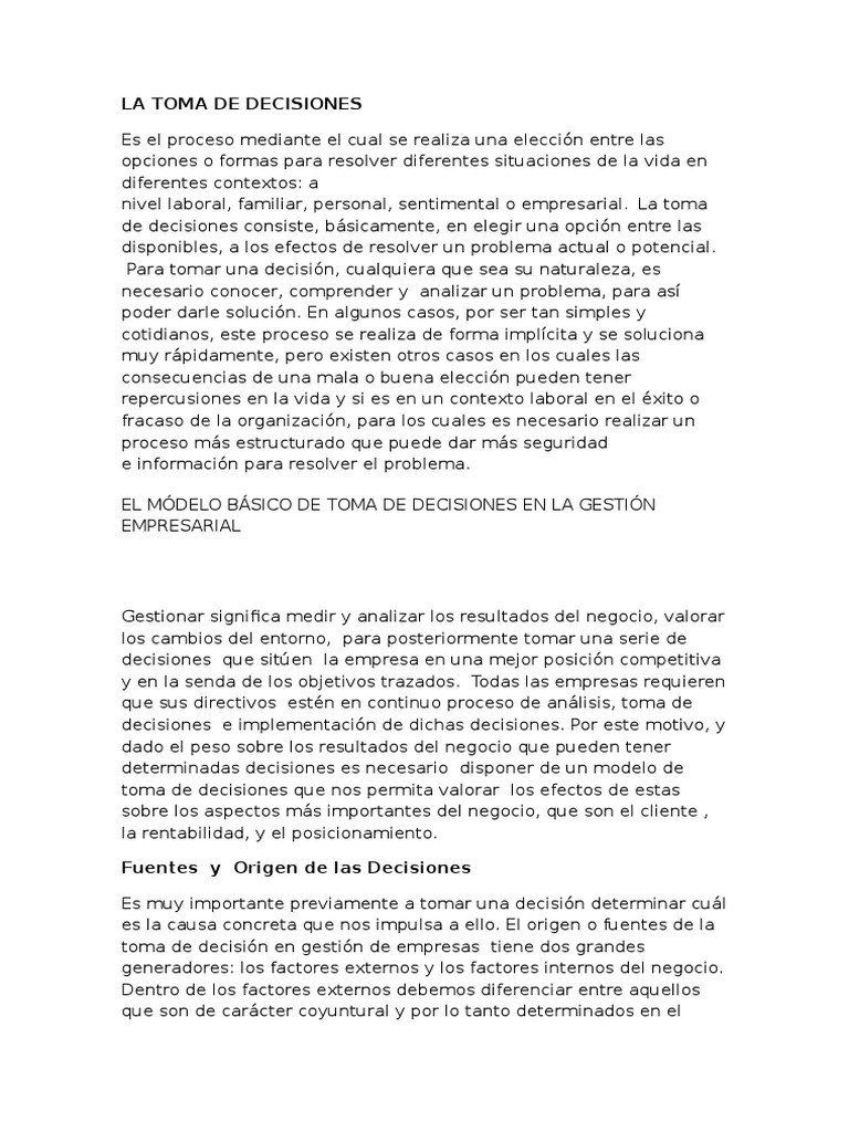 Estrategias para la Toma de Decisiones Empresariales | PDF | Toma de ...