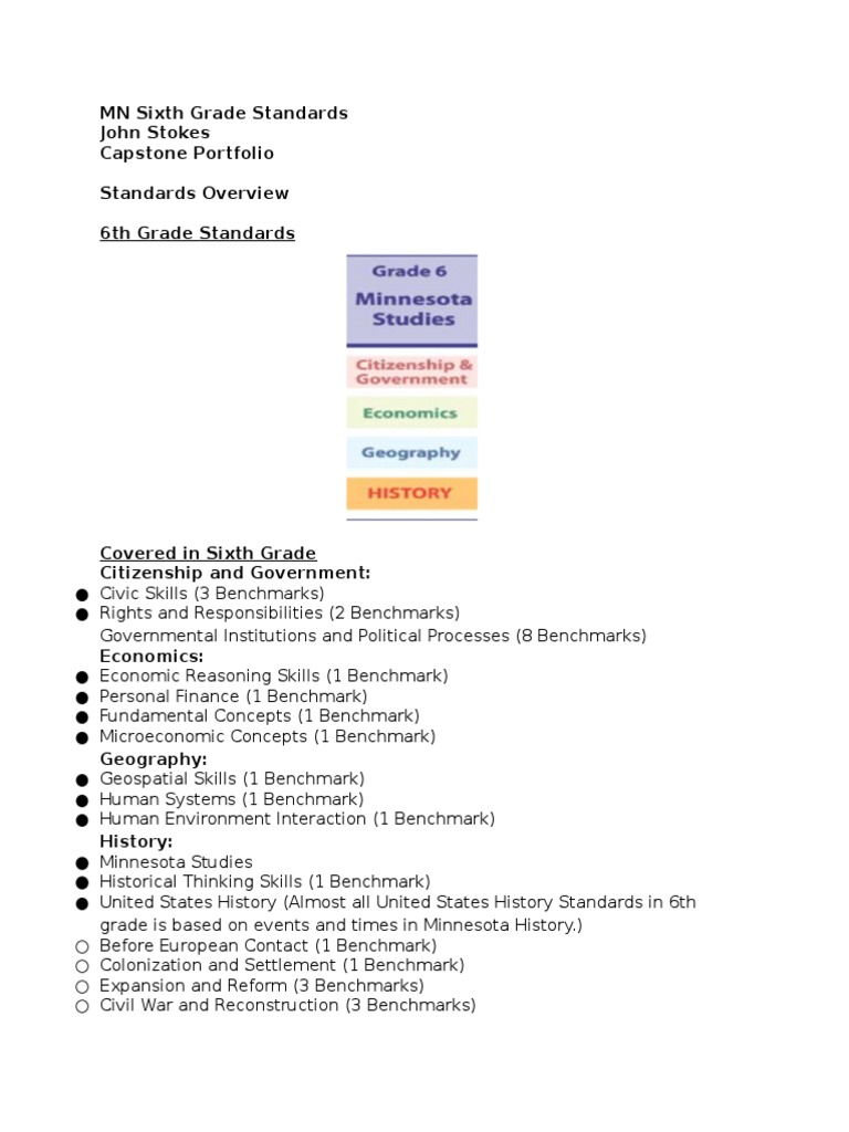 Minnesota Sixth Grade Standards Overview | PDF | Immigration | Human ...
