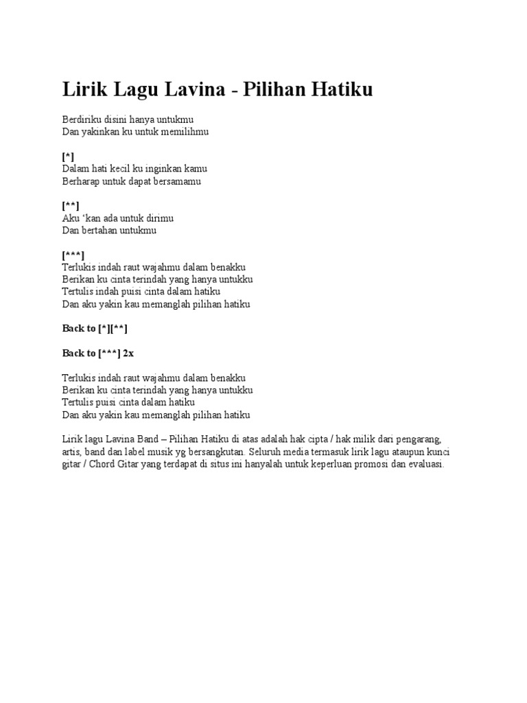 Lirik Lagu Lavina Pdf