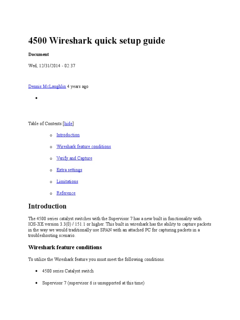 Wireshark Quick Setup for 4500 Switches | PDF | Internet Protocols ...
