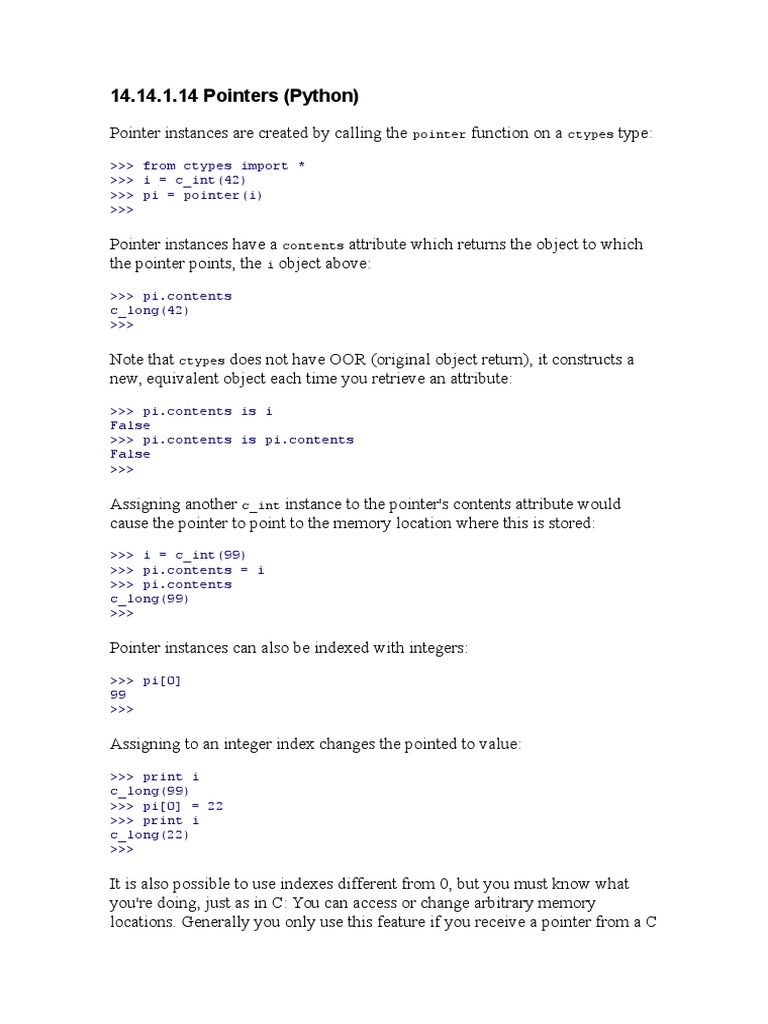 14.14.1.14 Pointers (Python) : Pointer Ctypes | PDF