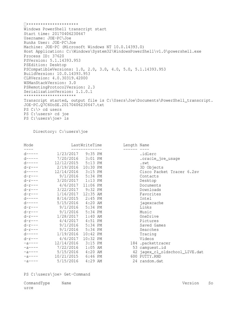 PowerShell User Command Log | PDF | Microsoft Windows | Software