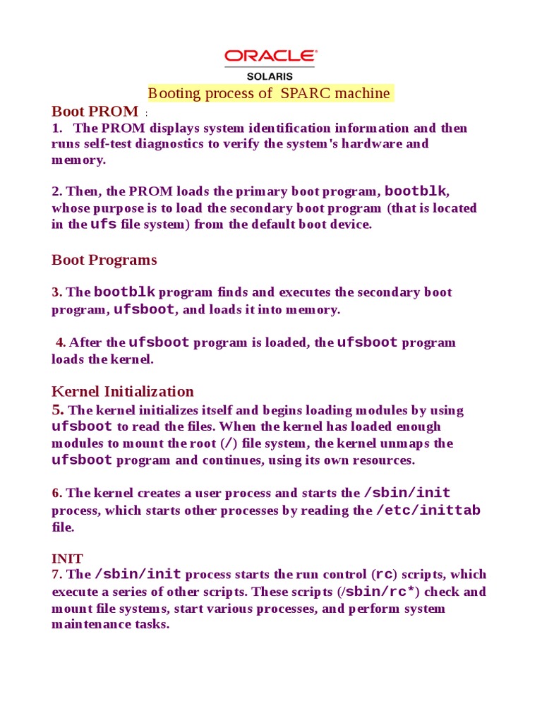 Boot PROM: Booting Process of SPARC Machine | PDF