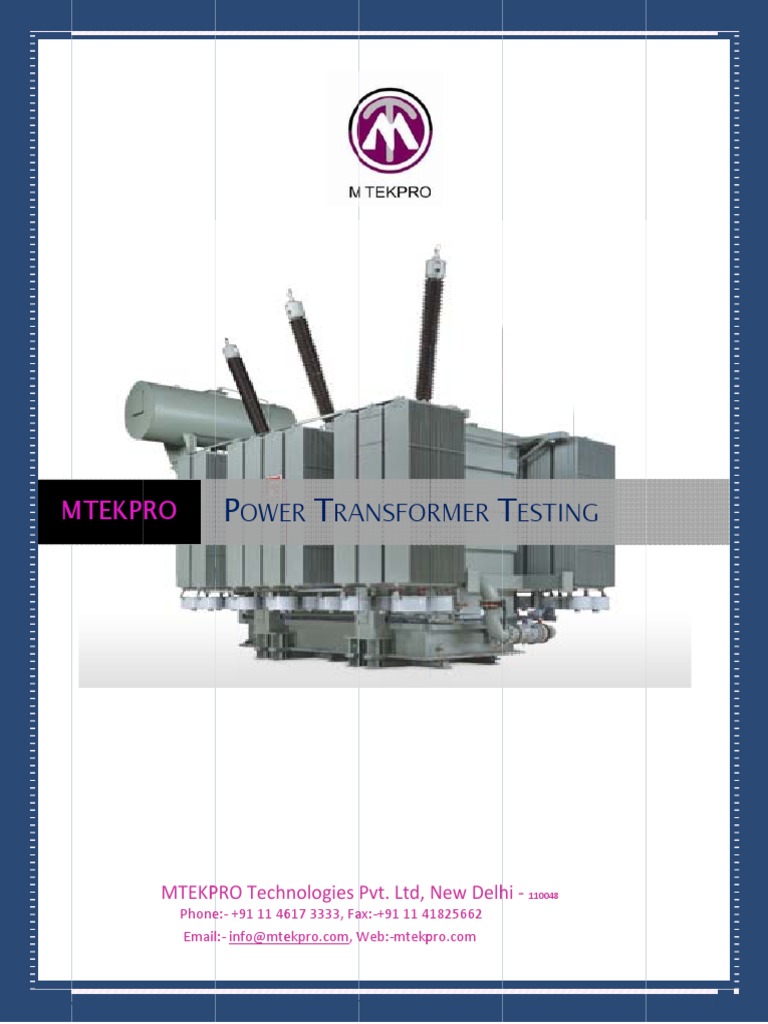 Power Transformer Testing Manual | PDF | Transformer | Capacitor
