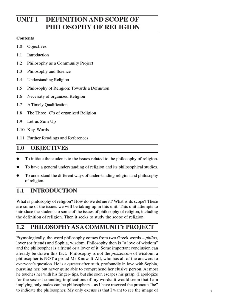 Scope of philosophy of religion