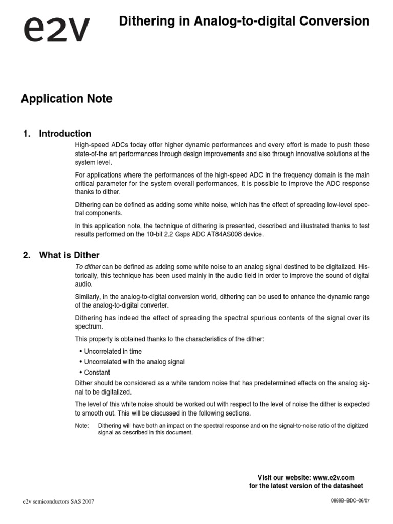 Use of Dithering in ADC PDF Analog To Digital Converter Signal To