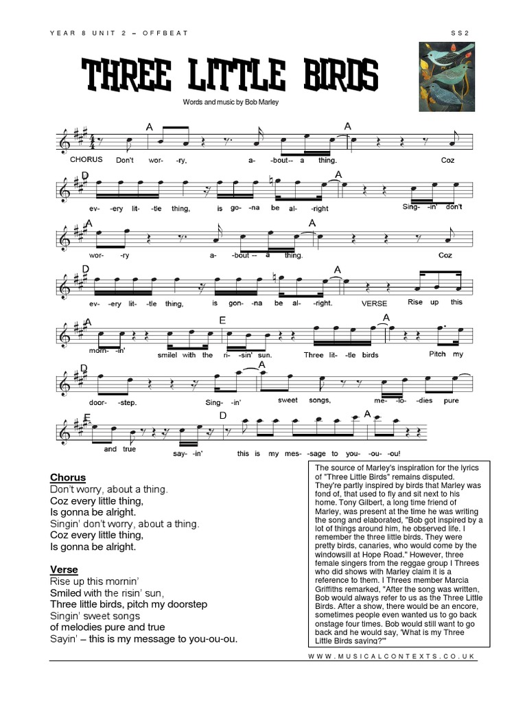 3 Little Birds Musical Compositions Songs