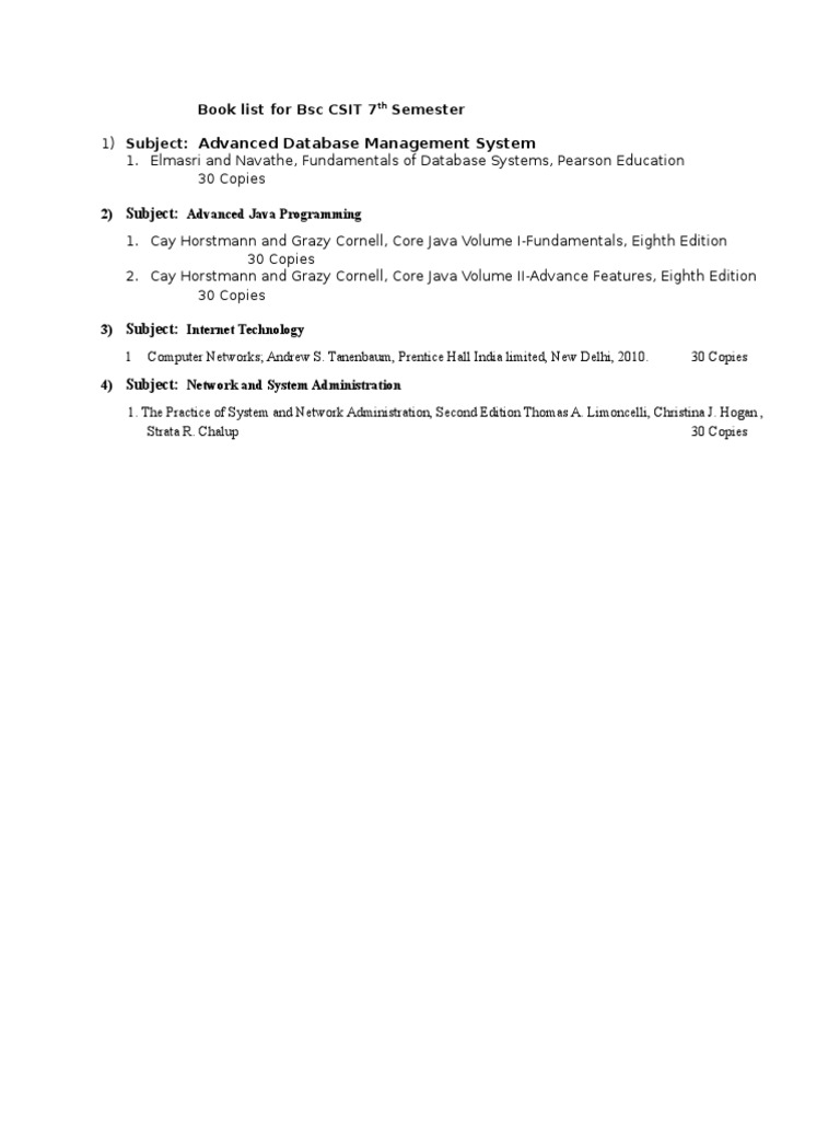 BSc CSIT 7th Semester Book List | PDF | Science & Mathematics | Computers