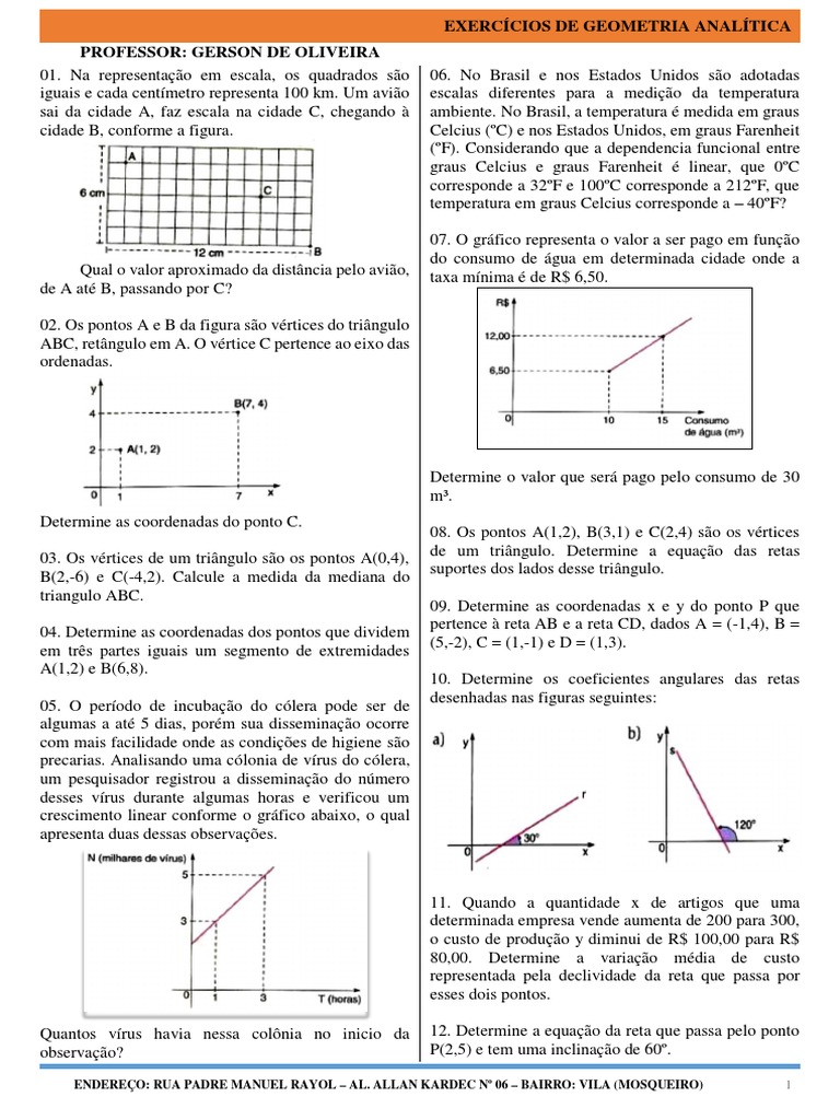 Exercícios de Geometria Analítica | PDF | Triângulo | Equações